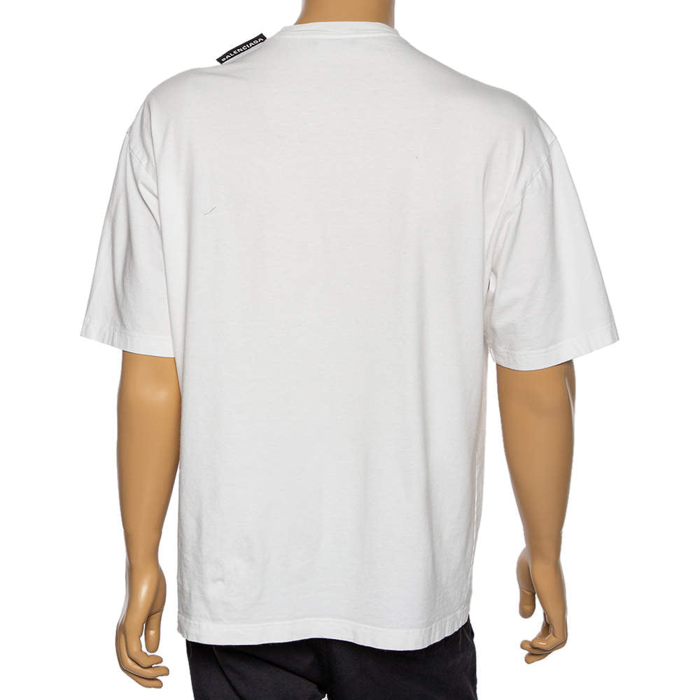 Original Balenciaga White Cotton Short Sleeve Oversized T-Shirt XS