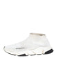 Original Balenciaga Off white Knit Fabric Speed Trainer Sneakers Size 42