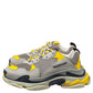 Original Balenciaga Grey/Yellow Nubuck, Leather And Mesh Triple S Trainer Sneakers Size 42