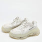 Original Balenciaga White Mesh and Leather Triple S Clear Low-Top Sneakers Size 41