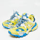 Original Balenciaga Yellow/Blue Mesh and Leather Track Low-Top Sneakers Size 40