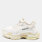 Original Balenciaga White Nubuck Leather and Mesh Triple S Low-Top Sneakers Size 41