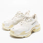 Original Balenciaga White Nubuck Leather and Mesh Triple S Low-Top Sneakers Size 41