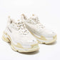 Original Balenciaga White Nubuck Leather and Mesh Triple S Low-Top Sneakers Size 41