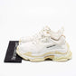 Original Balenciaga White Nubuck Leather and Mesh Triple S Low-Top Sneakers Size 41