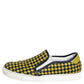 Original Bottega Veneta Yellow/Black Intrecciato Leather Slip On Sneakers Size 43