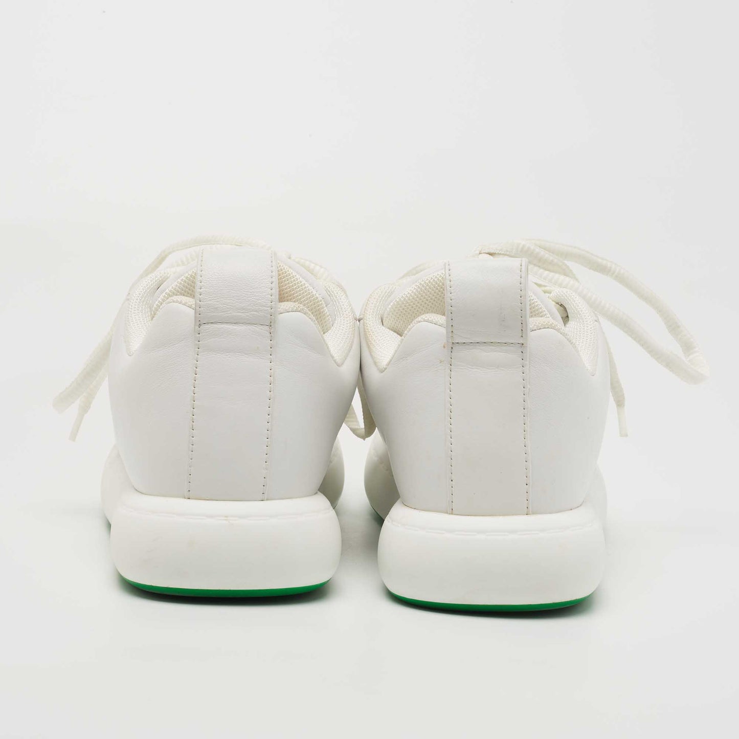 Original Bottega Veneta White Leather Lace Up Sneakers Size 41