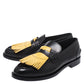 Original Burberry Black/Yellow Leather Bedmoore Fringe Detail Penny Loafers Size 44 (Never Used)