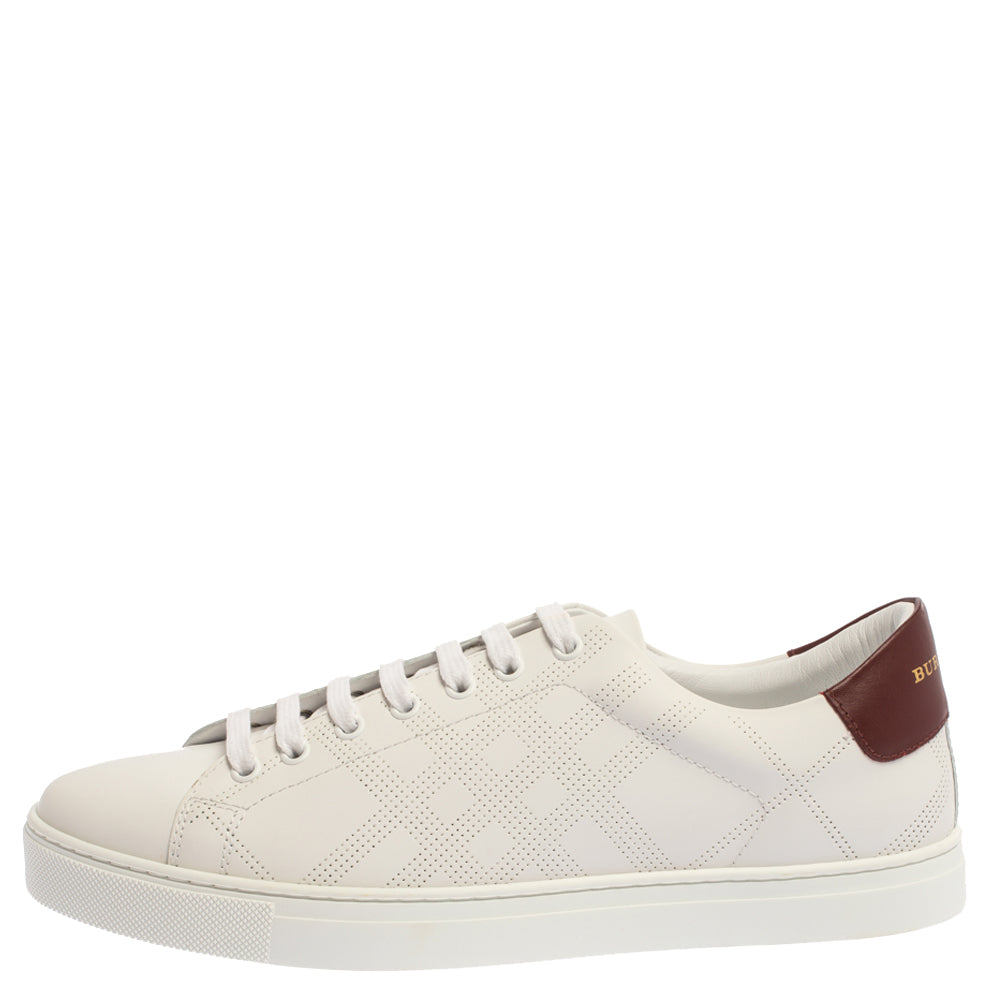 Original Burberry White Perforated Leather Albert Low Top Sneakers Size 46 (Never Used)