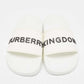 Original Burberry White Rubber Kingdom Motif Pool Slides Size 38