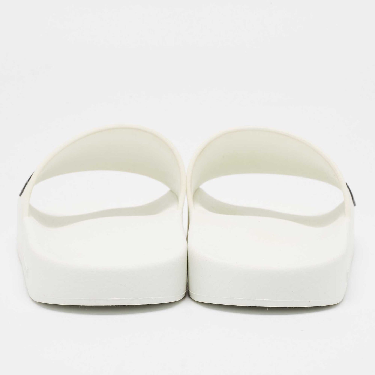 Original Burberry White Rubber Kingdom Motif Pool Slides Size 38