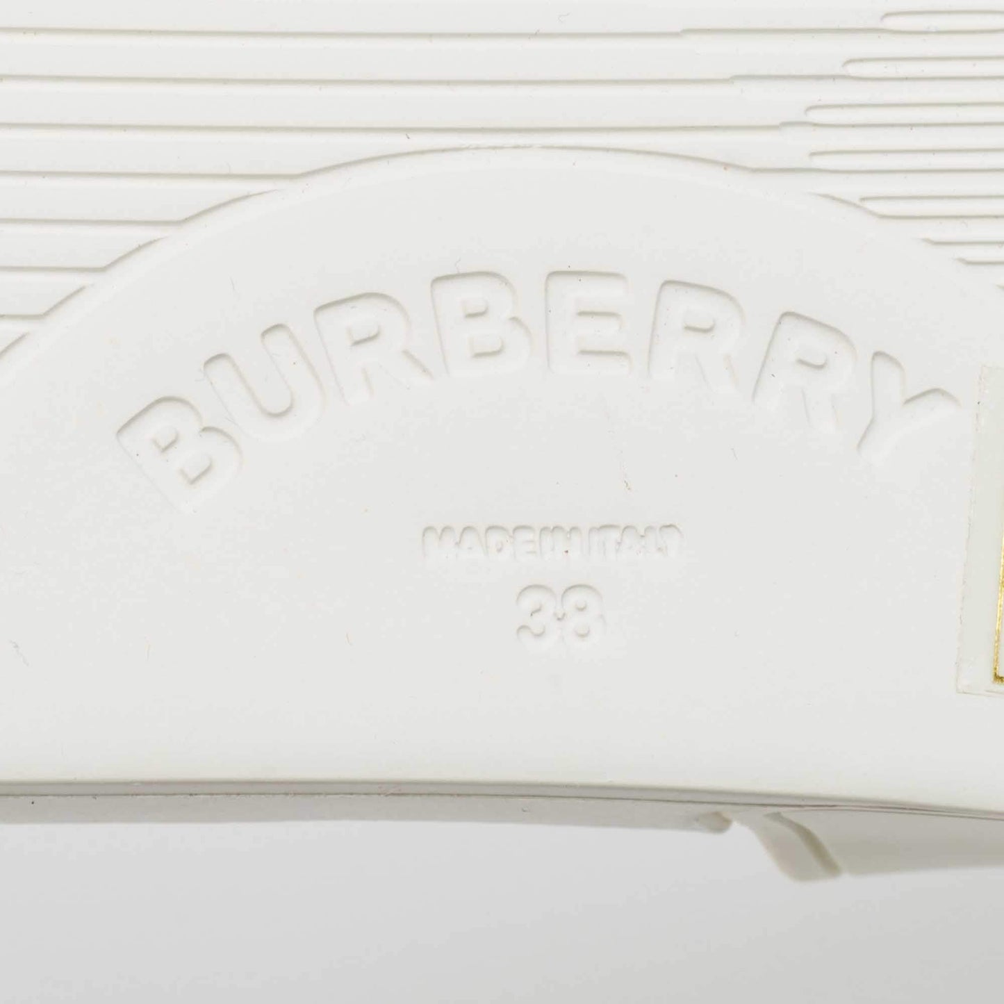 Original Burberry White Rubber Kingdom Motif Pool Slides Size 38