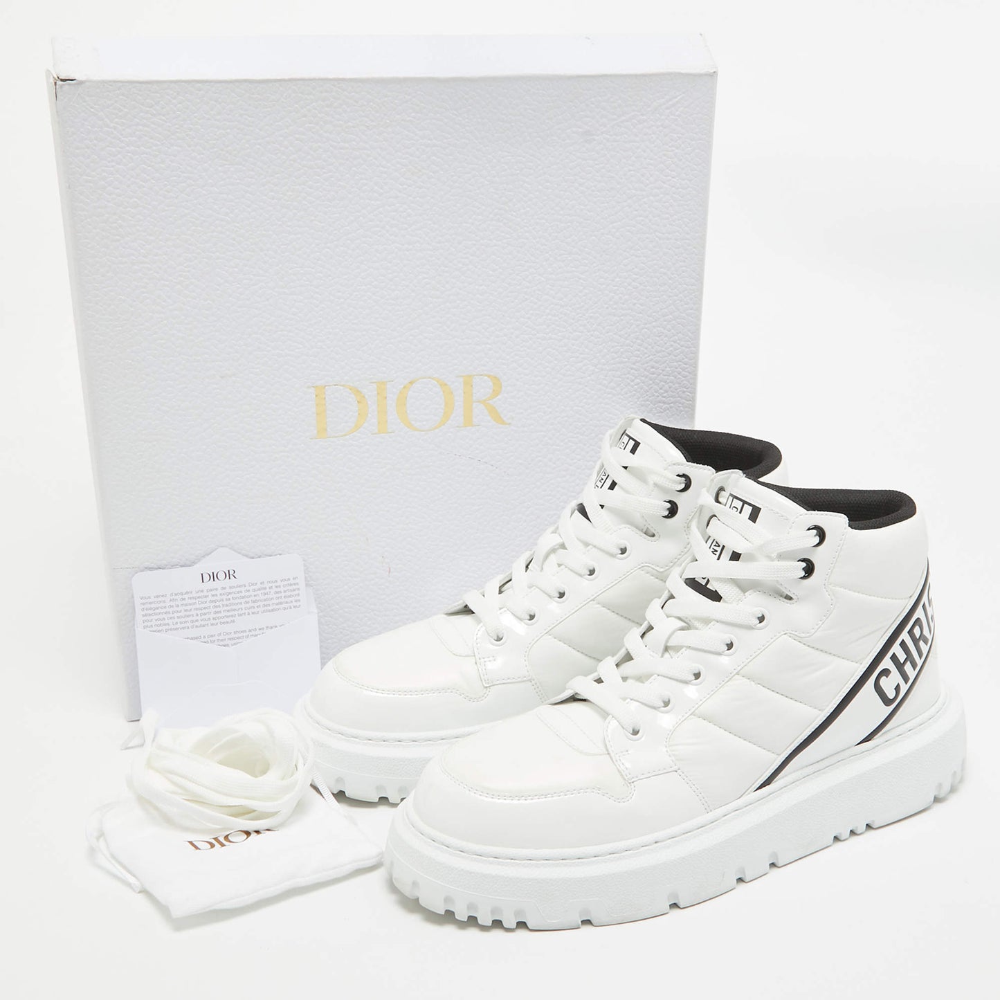 Original Dior White Nylon and Patent Leather D-Player Sneakers Size 39.5