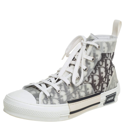 Original Dior White/Grey Oblique Mesh B23 High Top Sneakers Size 40