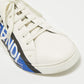 Original Fendi White Leather Fendi Logo Lace Up Sneakers Size 42