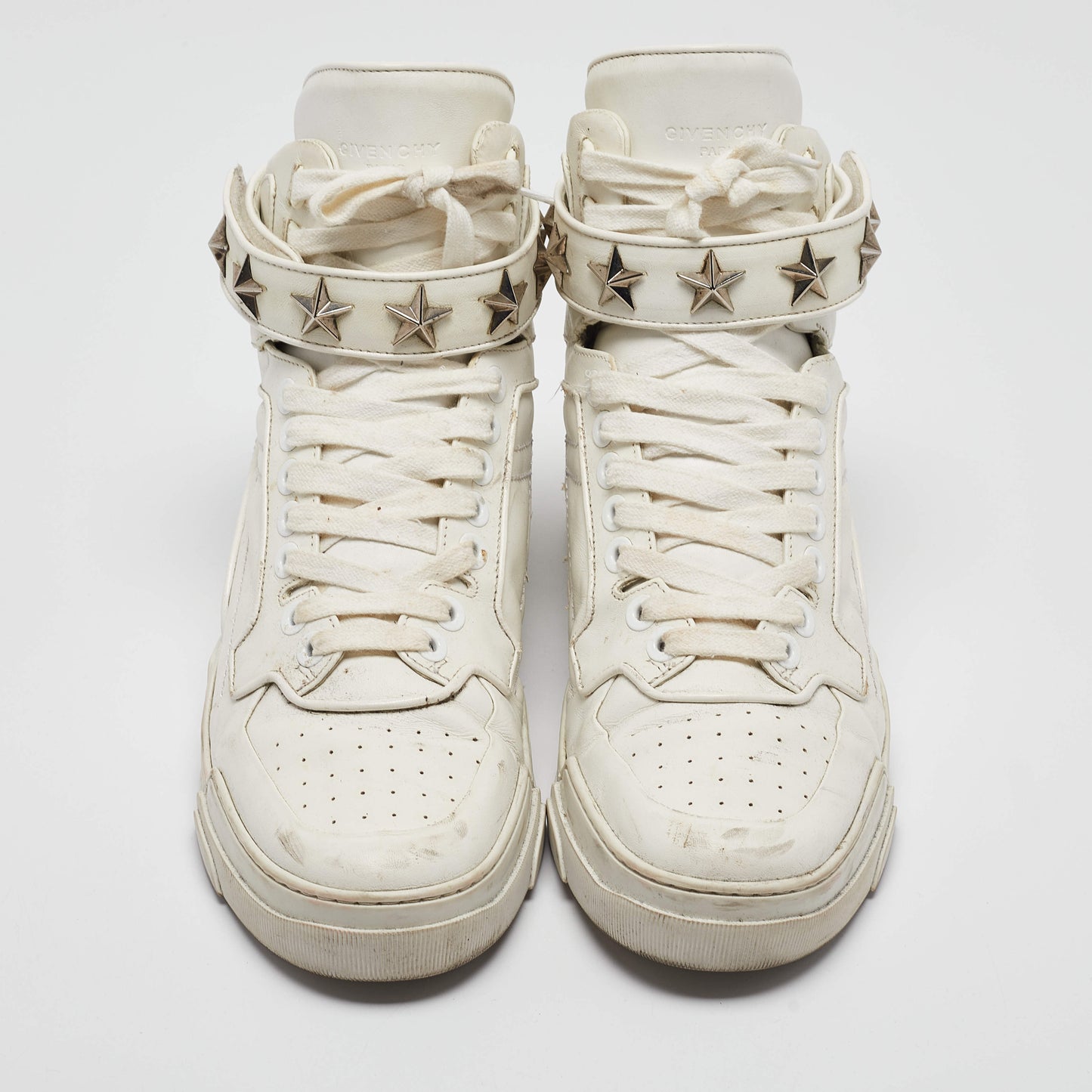 Original Givenchy White Leather Tyson High Top Sneakers Size 44