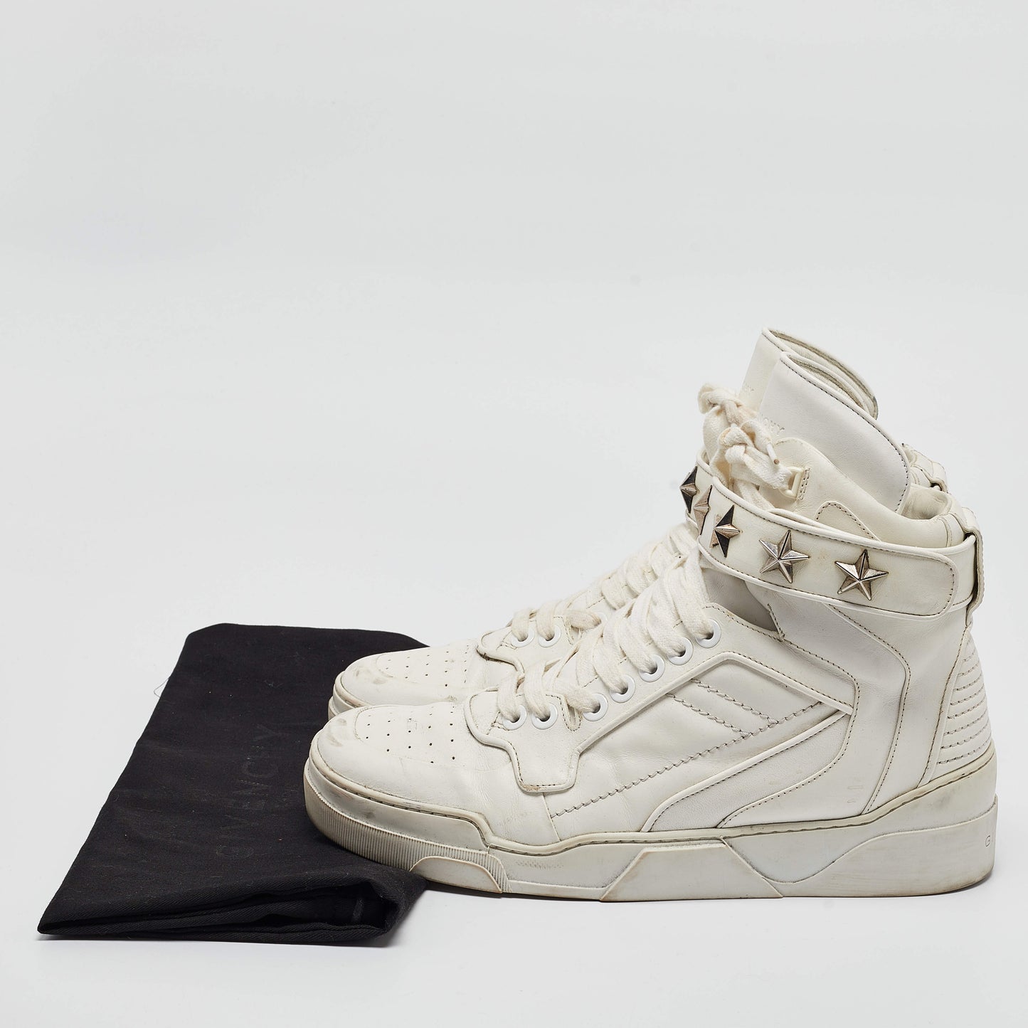 Original Givenchy White Leather Tyson High Top Sneakers Size 44