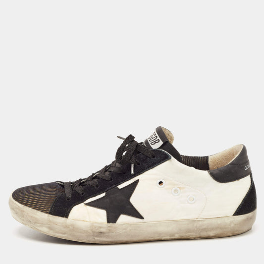 Original Golden Goose White/Black Nylon and Suede Superstar Sneakers Size 42