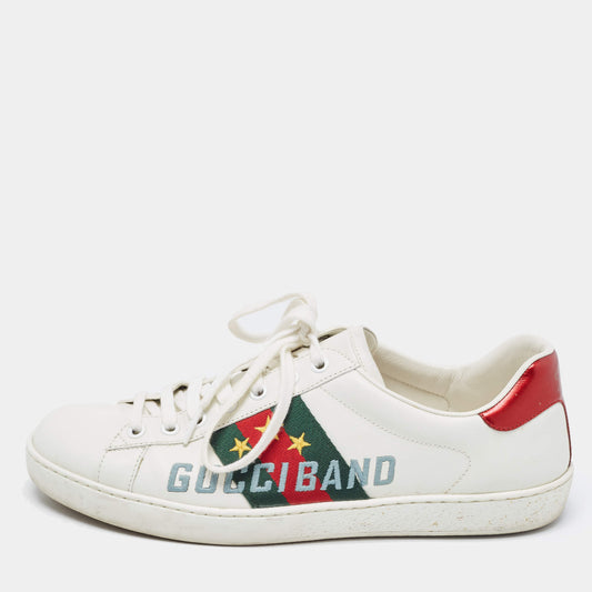 Original Gucci White Leather Ace Low Top Sneakers Size 40