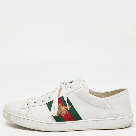 Original Gucci White Leather Ace Sneakers Size 45