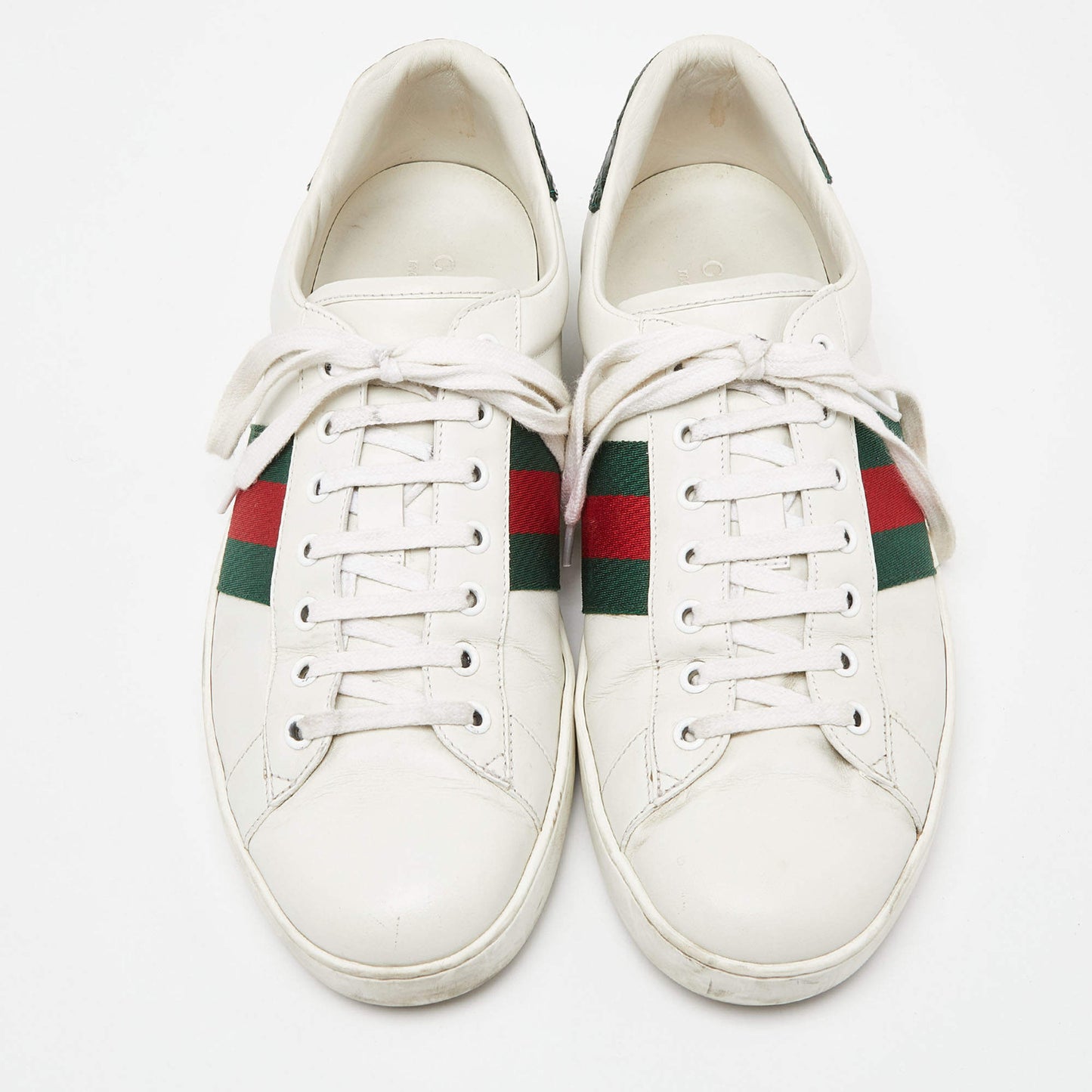 Original Gucci White Leather Ace Low Top Sneakers Size 44