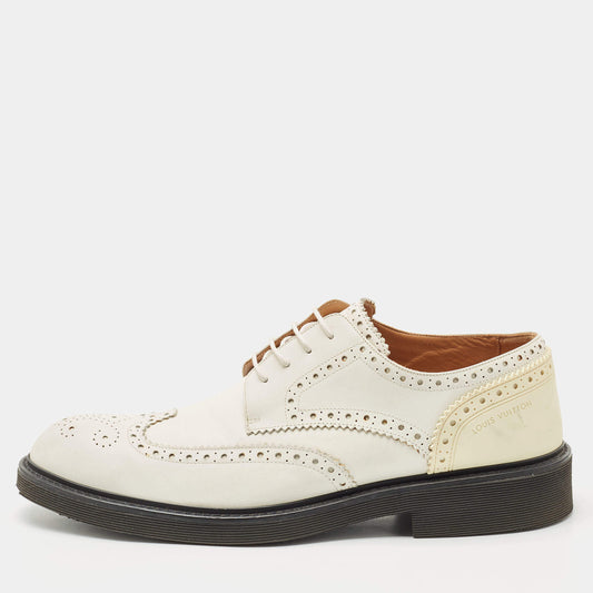 Original Louis Vuitton White Leather Lace Up Derby Size 43.5