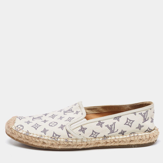 Original Louis Vuitton White Monogram Canvas Espadrille Flats Size 41