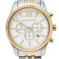 Original Michael Kors Silver Two-Tone Stainless Steel Oversized Lexington MK8344 Men's Wristwatch 45 mm