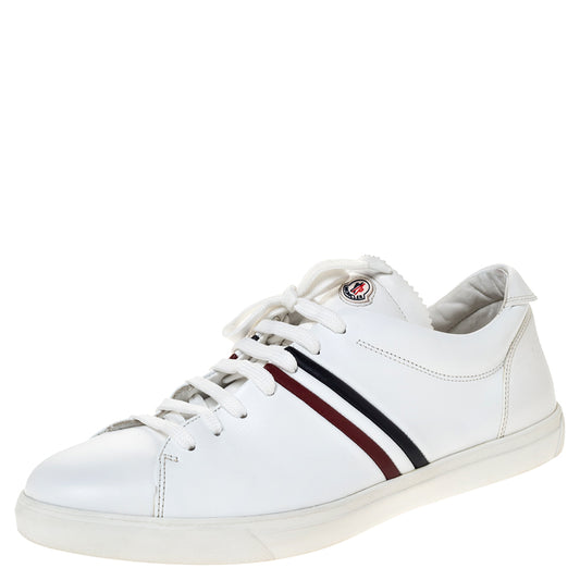 Original Moncler White Leather Low Top Sneakers Size 45