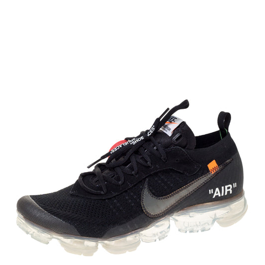 Original Nike x Off White Black Knit Fabric And Suede Air Vapormax Flyknit Sneakers Size 45.5 (Never Used)