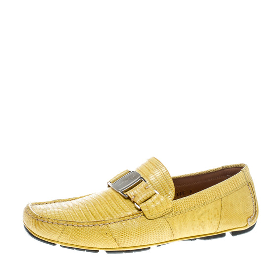 Original Salvatore Ferragamo Yellow Lizard Sardegna Loafers Size 42 (Never Used)