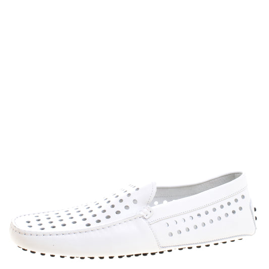 Original Tod's White Perforated Leather Loafers Size 43 (Never Used)