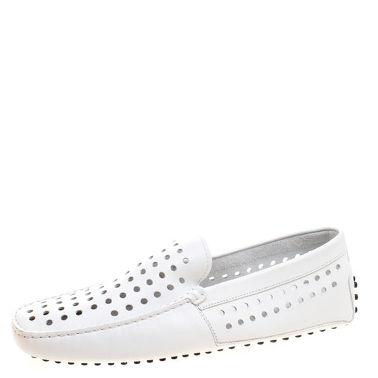 Original Tod's White Perforated Leather Loafers Size 42.5 (Never Used)