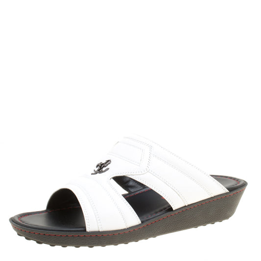 Original Tod's for Ferrari Limited Edition White Leather Platform Slide Sandals Size 40 (Never Used)