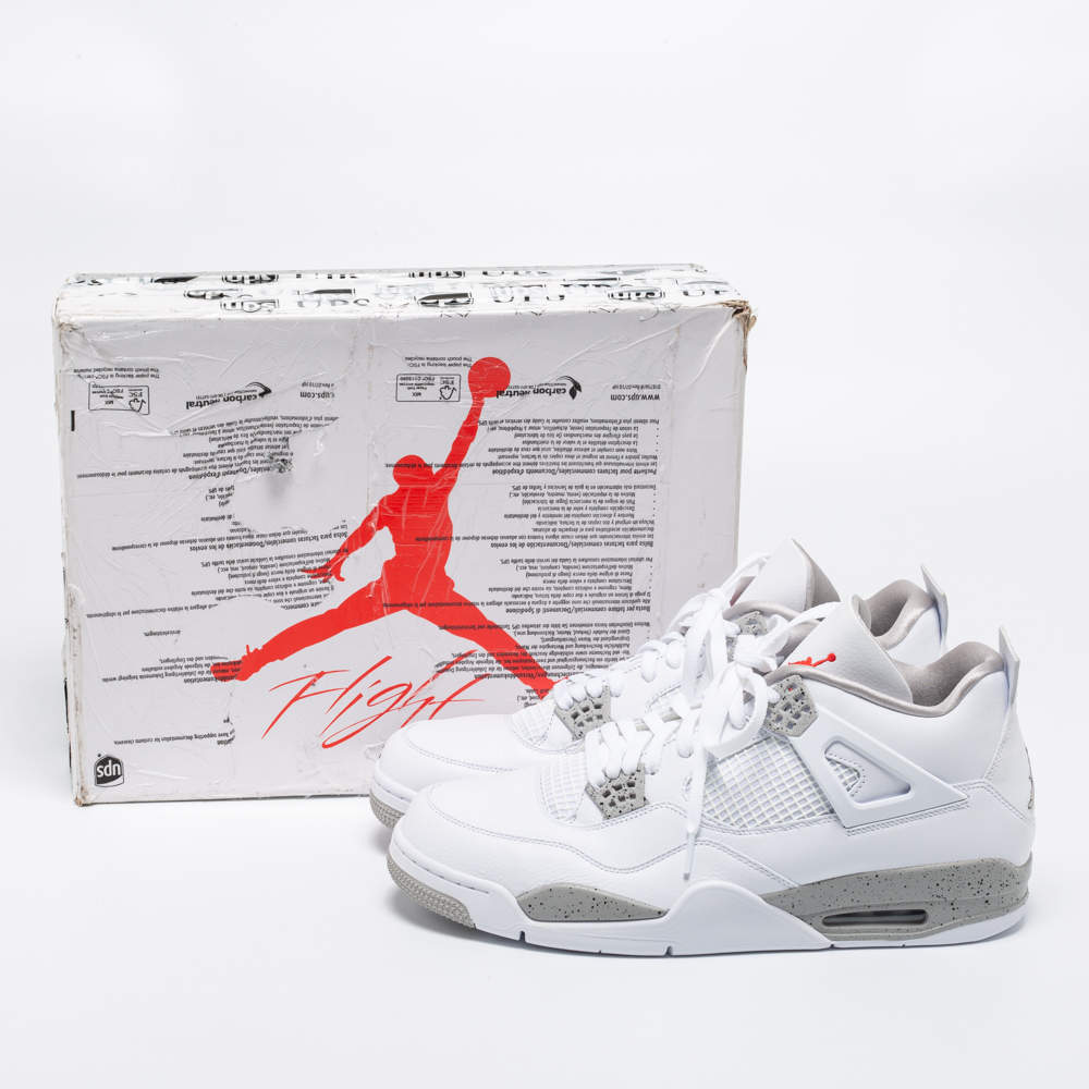 Original Air Jordan 4 Retro 'White Oreo' Leather Lace Up Sneakers Size 49.5 (Never Used)