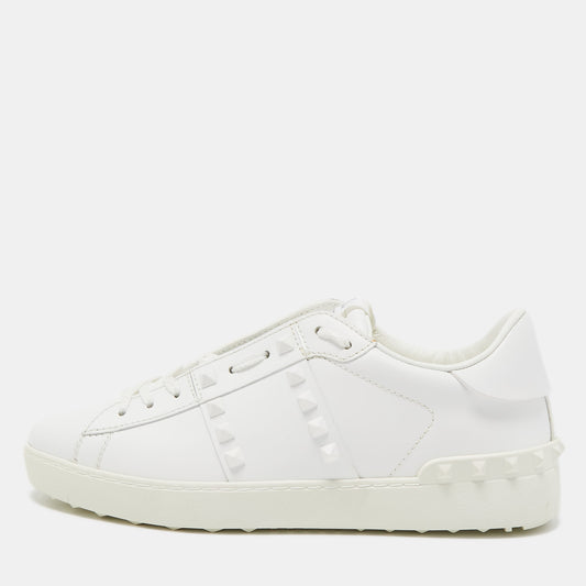 Original Valentino White Leather Rockstud Untitled Low Top Sneakers Size 39 (Never Used)