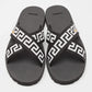 Original  Versace Black/ White  Canvas Nastro Greca Cross Strap Sandals Size 45 (Never Used)