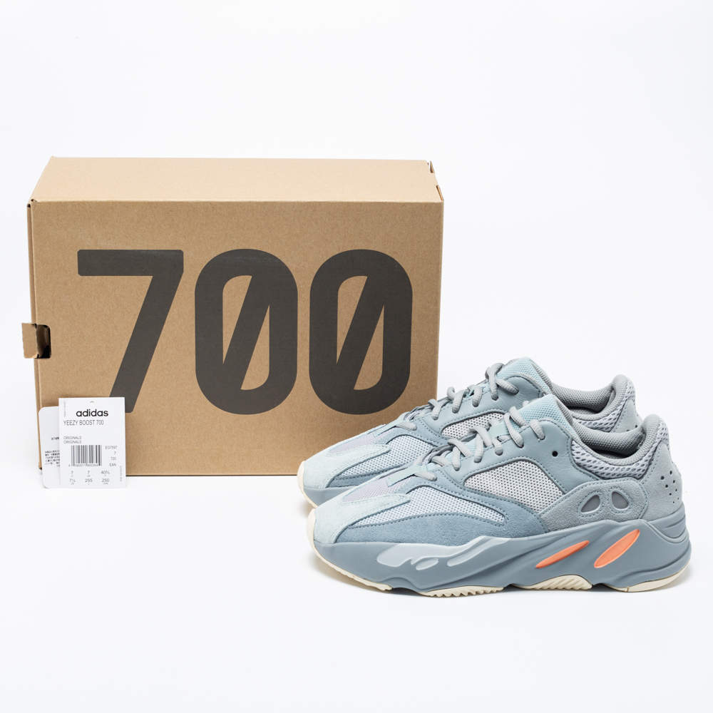 Original Yeezy x Adidas Two-Tone Suede and Mesh Boost 700 Inertia Sneakers Size 40 2/3 (Never Used)