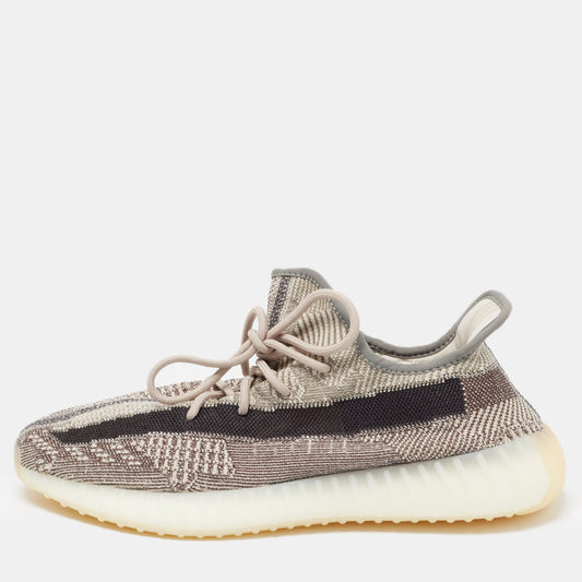 Original Yeezy x Adidas Brown/White Knit Fabric Boost 350 V2 Zyon Sneakers Size 46 2/3 (Never Used)