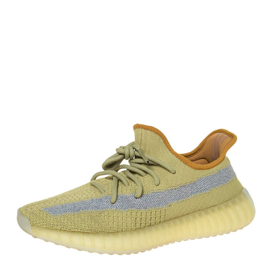 Original Yeezy x Adidas Yellow Cotton Knit Boost 350 V2 Marsh Sneakers Size 42