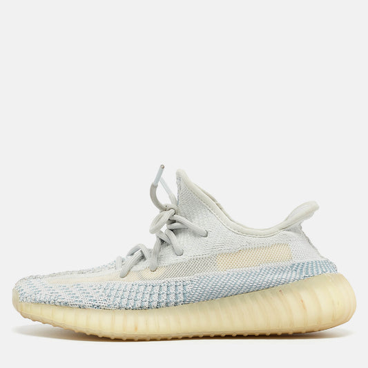 Original Yeezy x Adidas Blue Knit Fabric Boost 350 V2 Cloud White Non Reflective Sneakers Size 38 2/3