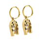 Original Aigner Crystal Studded Gold Tone Hoop Drop Earrings