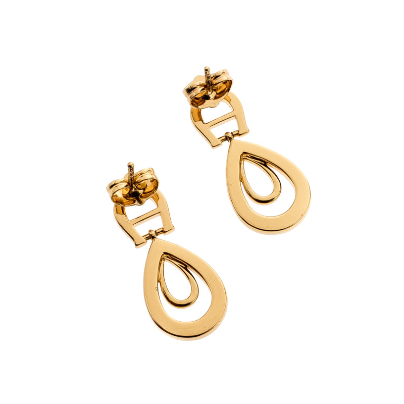 Original Aigner Crystal Studded Gold Tone Drop Earrings