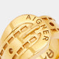 Original Aigner Gold Tone Belt Buckle Band Ring Size 53