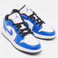 Original Air Jordans White/Blue Leather Air Jordan 1 hyper Royal Orange Peel Sneakers Size 37.5 (Never Used)