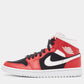 Original Air Jordans Red/White Leather Air Jordan 1 Mid Gy, Red White Sneakers  Size 37.5 (Never Used)