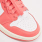 Original Air Jordans Pink/White Leather Jordan 1 Mid Strawberries and Cream Sneakers Size 36