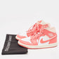 Original Air Jordans Pink/White Leather Jordan 1 Mid Strawberries and Cream Sneakers Size 36