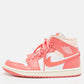 Original Air Jordans Pink/White Leather Jordan 1 Mid Strawberries and Cream Sneakers Size 36