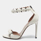 Original Alaia White Leather Bombe Stud Embellished Open Toe Sandals  Size 38